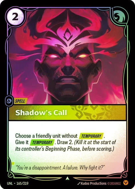 Shadow's Call
Unleashed
Single
Riftbound: League of Legends TCG