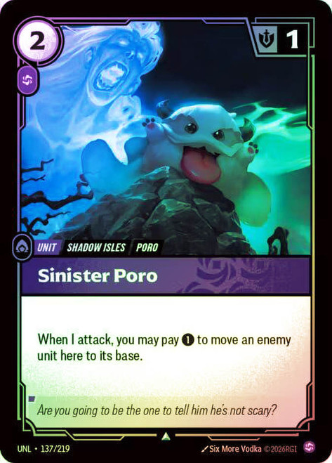 Sinister Poro
Unleashed
Single
Riftbound: League of Legends TCG