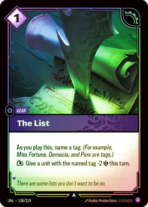 The List
Unleashed
Single
Riftbound: League of Legends TCG