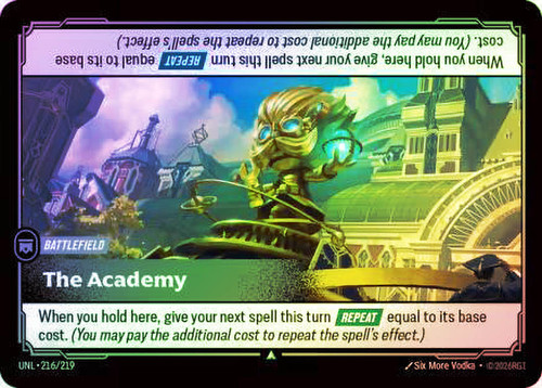 The Academy
Unleashed
Single
Riftbound: League of Legends TCG