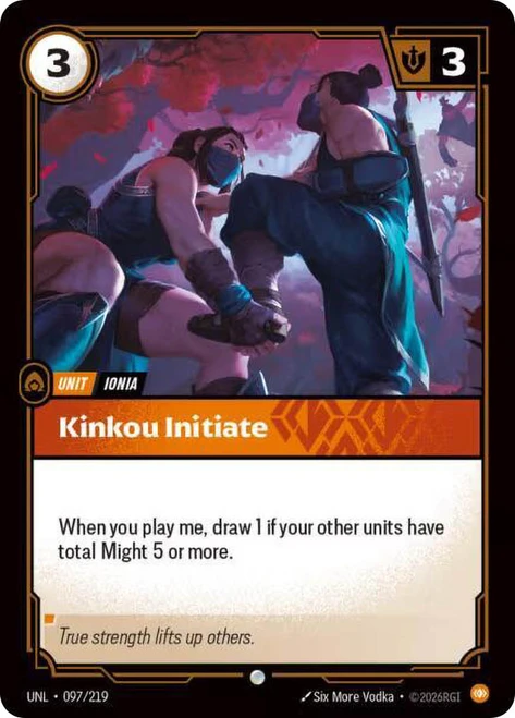 Kinkou Initiate
Unleashed
Single
Riftbound: League of Legends TCG