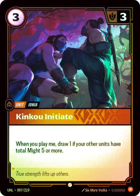 Kinkou Initiate
Unleashed
Single
Riftbound: League of Legends TCG