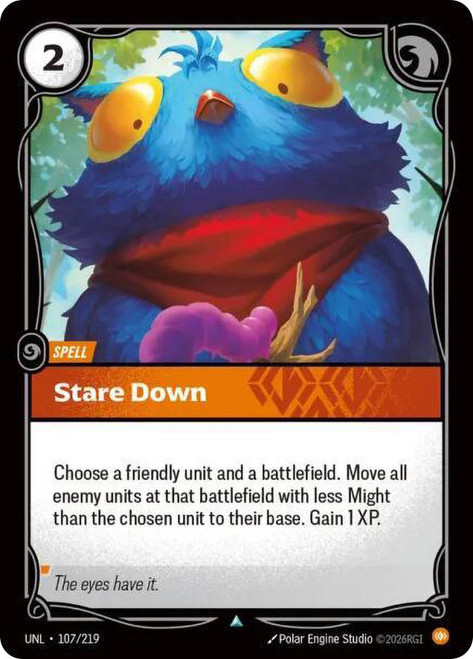 Stare Down
Unleashed
Single
Riftbound: League of Legends TCG