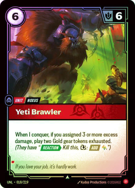 Yeti Brawler
Unleashed
Single
Riftbound: League of Legends TCG