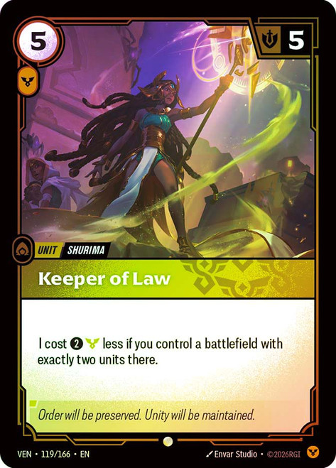 Keeper of Law
Vendetta
Single
Riftbound: League of Legends TCG