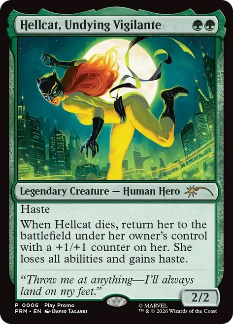 Hellcat, Undying Vigilante (Marvel) (Play Promo)
Promo
Single
Magic: The Gathering
