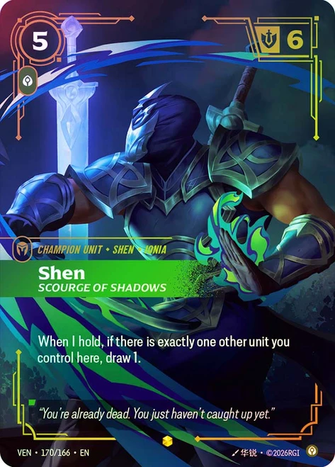Shen - Scourge of Shadows
Vendetta
Single
Riftbound: League of Legends TCG