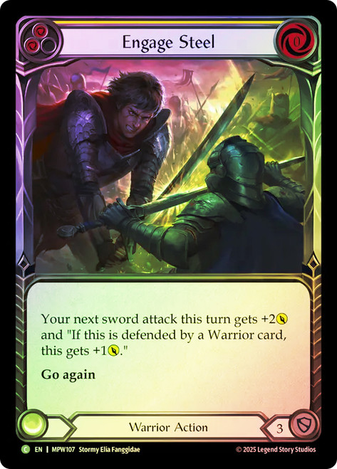 Engage Steel (Yellow)
Mastery Pack Warrior
Single
Flesh and Blood