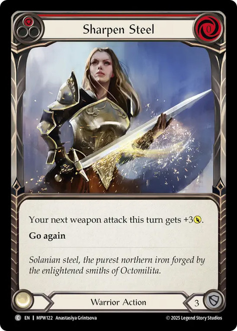 Sharpen Steel (Red)
Mastery Pack Warrior
Single
Flesh and Blood