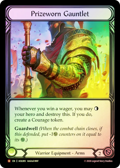 Prizeworn Gauntlet
Armory Deck: Olympia
Single
Flesh and Blood