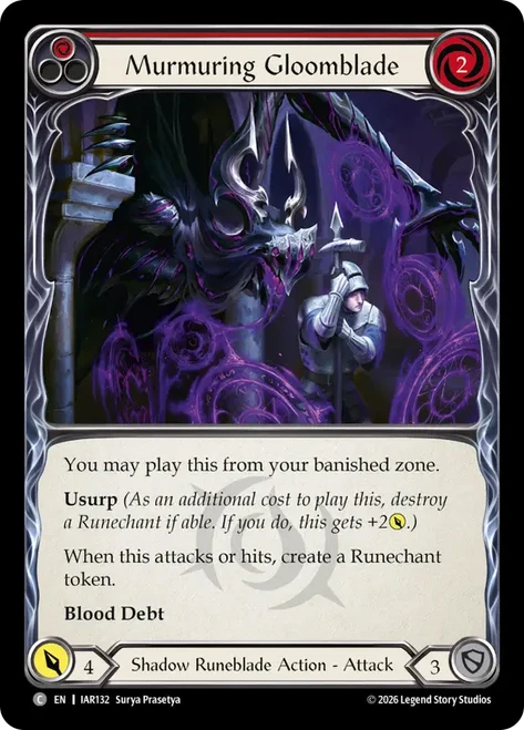 Murmuring Gloomblade (Red)
Usurp the Shadow Throne
Single
Flesh and Blood
