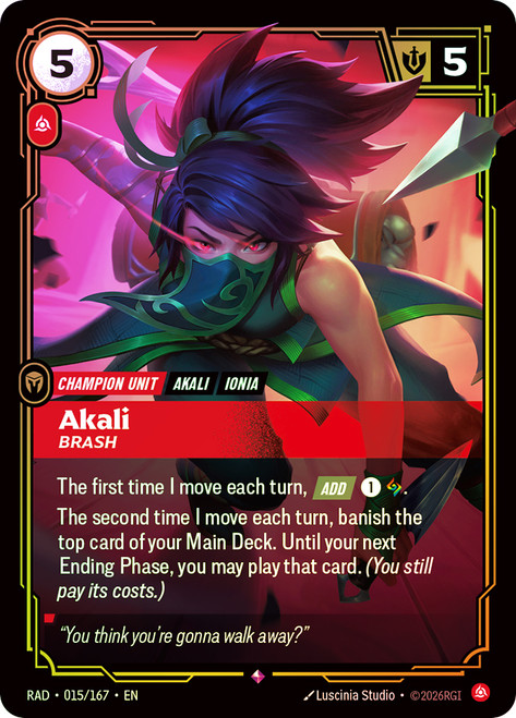 Akali - Brash
Radiance
Single
Riftbound
