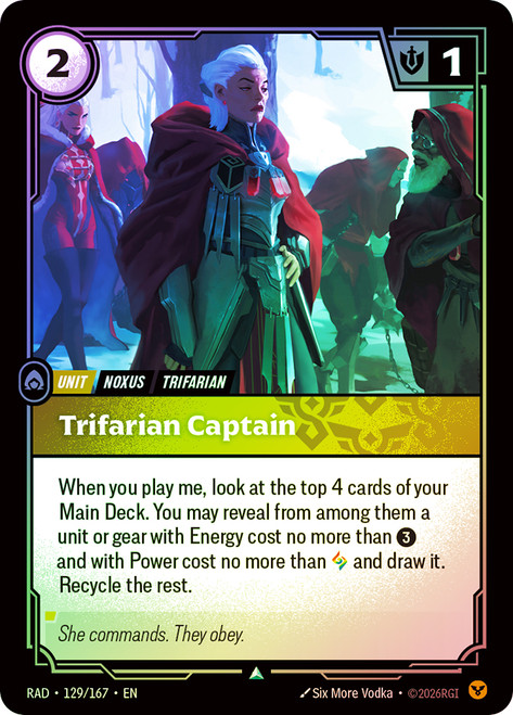 Trifarian Captain
Radiance
Single
Riftbound