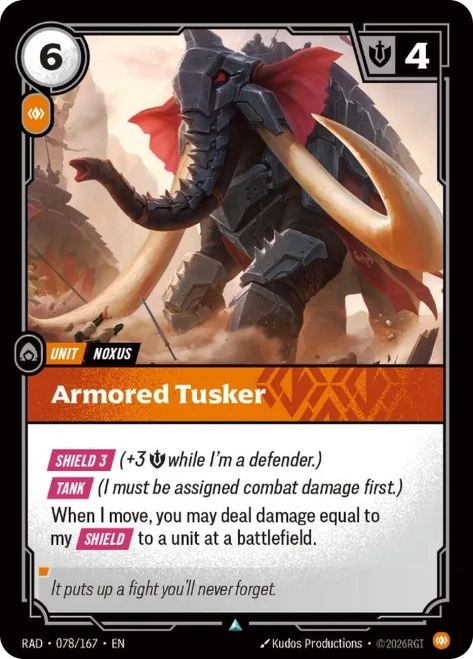 Armored Tusker
Radiance
Single
Riftbound