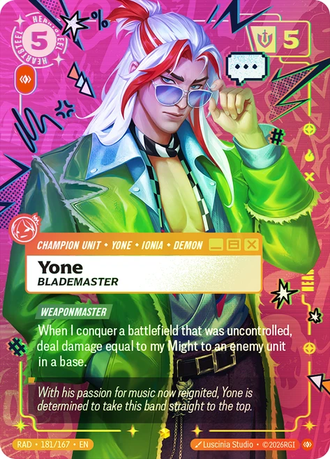 Yone - Blademaster
Radiance
Single
Riftbound