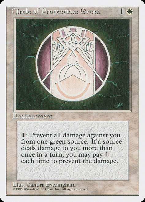 Circle of Protection: Green\n4th Edition - Alternate\nSingle\nMagic The Gathering