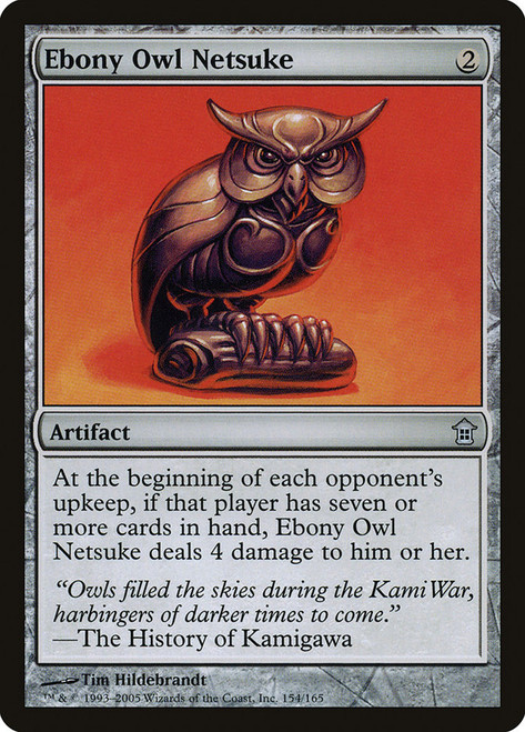 Ebony Owl Netsuke\nSaviors of Kamigawa\nSingle\nMagic The Gathering