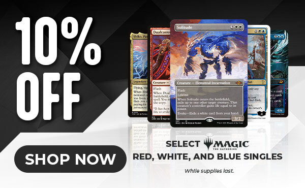 10% off select MTG red, white, and blue singles