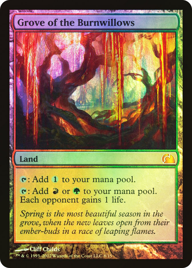 4枚　燃え柳の木立ち/Grove of the Burnwillows mtg ギャラクシーFOIL)(0152)燃え柳の木立ち/Grove of the