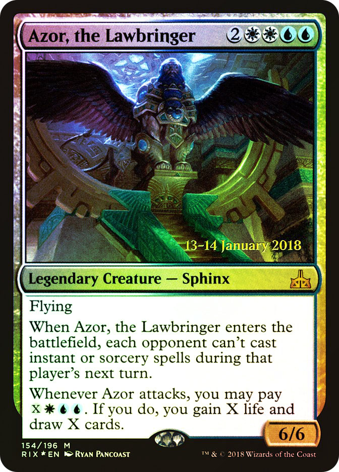 Azor, the Lawbringer (Prerelease) (Rivals of Ixalan) | Promo