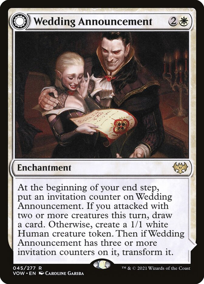 mtg wedding card Magic The Gathering - Innistrad - Crimson Vow - Invitation Then if Wedding Announcement has three or more invitation counters on it Gathering Magic Wedding | Article