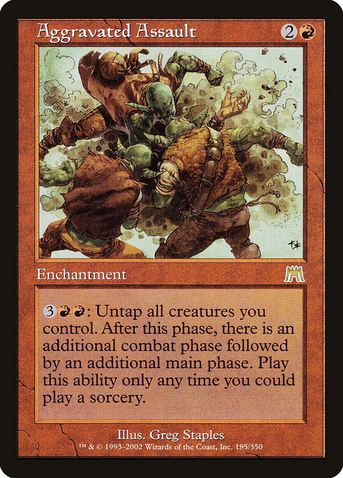 MTG【ボーダーレス】追い討ち/Aggravated Assault 日日英英 Aggravated Assault (Anime Borderless) (Confetti Foil) - Wilds of