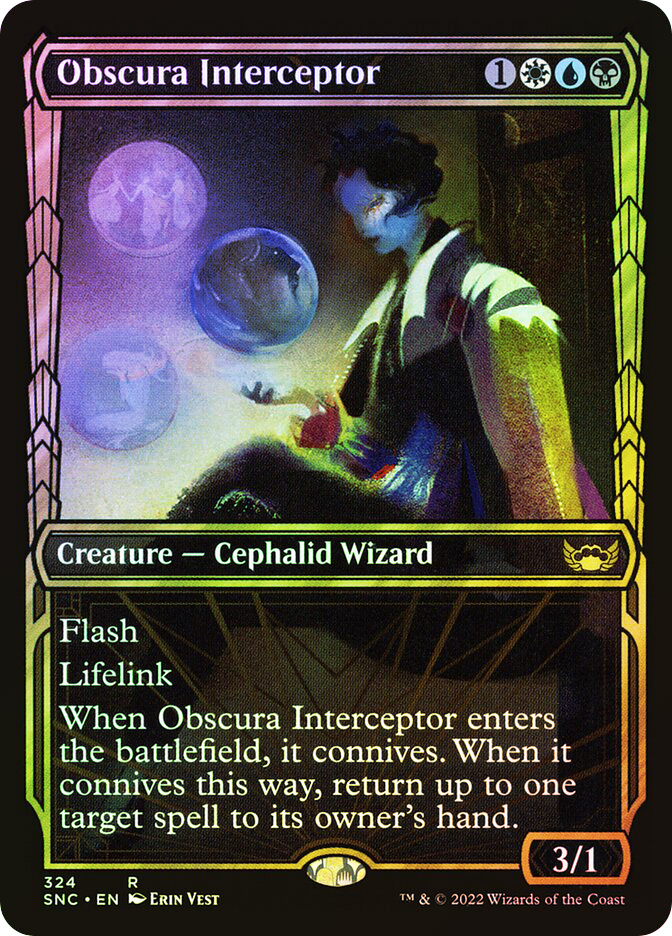 mtg obscura cards MtG Trading Card Game Streets of New Capenna Rare Obscura Interceptor #209