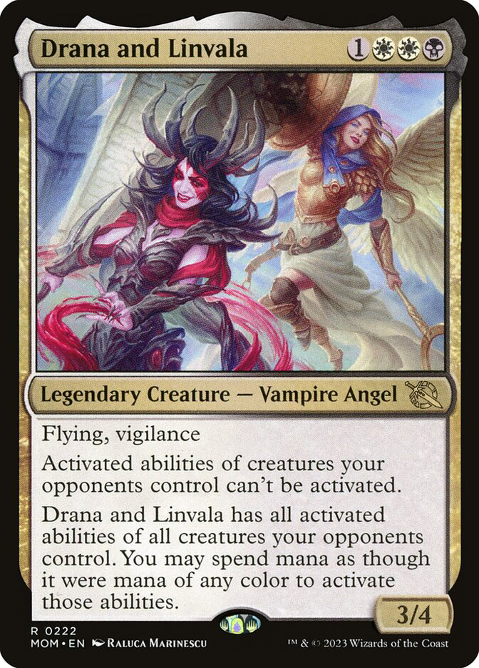 mtg drana and linvala commander deck Magic the Gathering March of the Machine Rare Drana and Linvala #222
