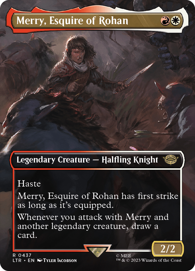 merry mtg card Merry, Warden of Isengard (Showcase Scrolls) - Commander: The Lord of The Rings: Tales of Middle-earth [RARE]