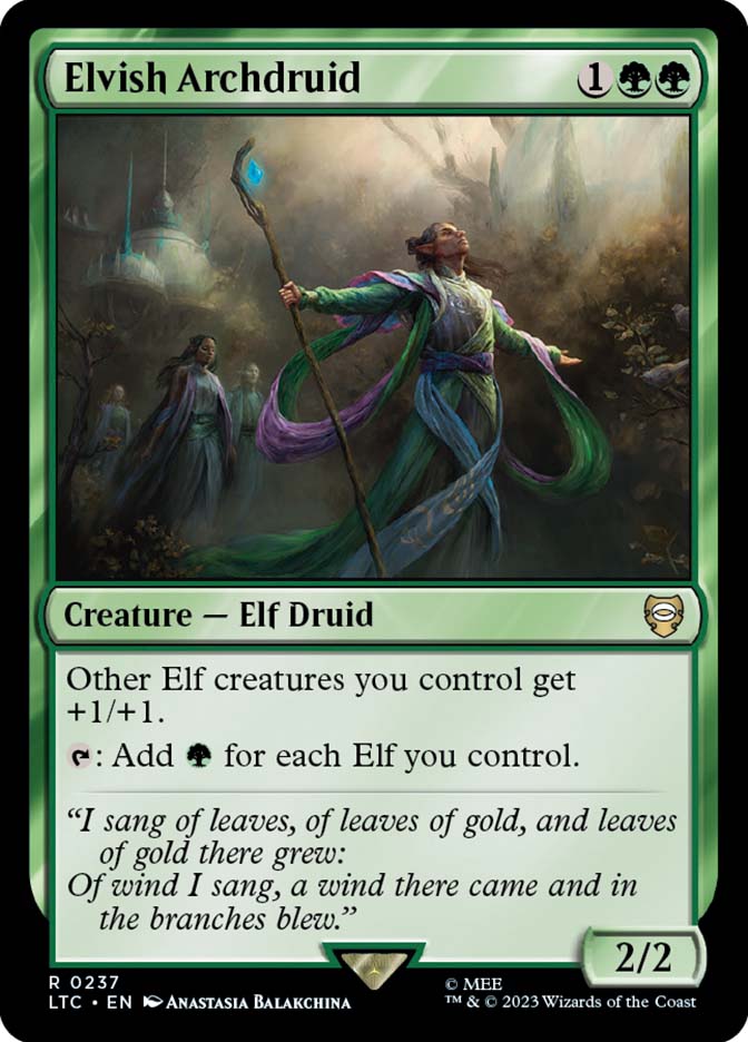 mtg lotr elvish cards Magic The Gathering The Lord of The Rings: Tales of Middle-Earth Commander Deck where X is the number of cards looked at while scrying this way. Elvish Archdruid | The Lord