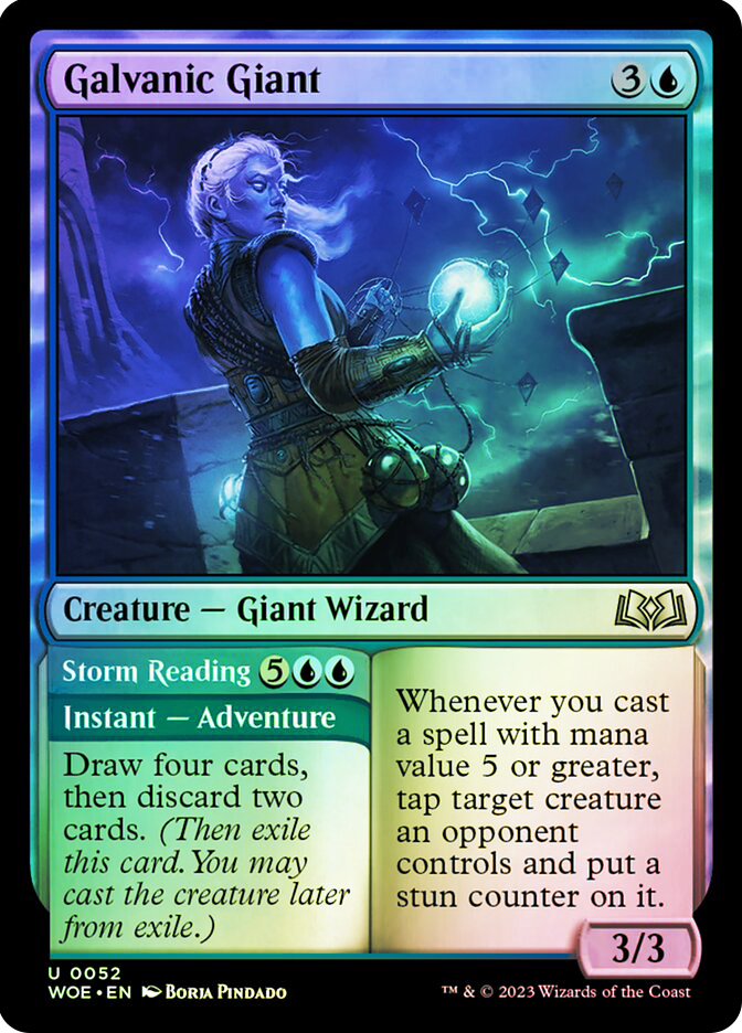 giant mtg card Magic The Gathering - Pharagax (104/165) - Born of The Gods Art by Slawomir Maniak. Galvanic Giant // Storm Reading