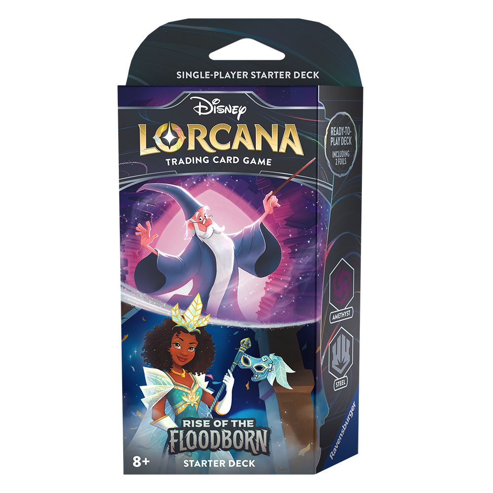 lorcana starter deck lists floodborn Ravensburger Disney TCG: Rise of The - Amber & Sapphire Single-Player | Engaging Gameplay | Over 200 Original Disney Artworks Perfect for both newcomers and experienced collectors Printable "Rise of the Floodborn"