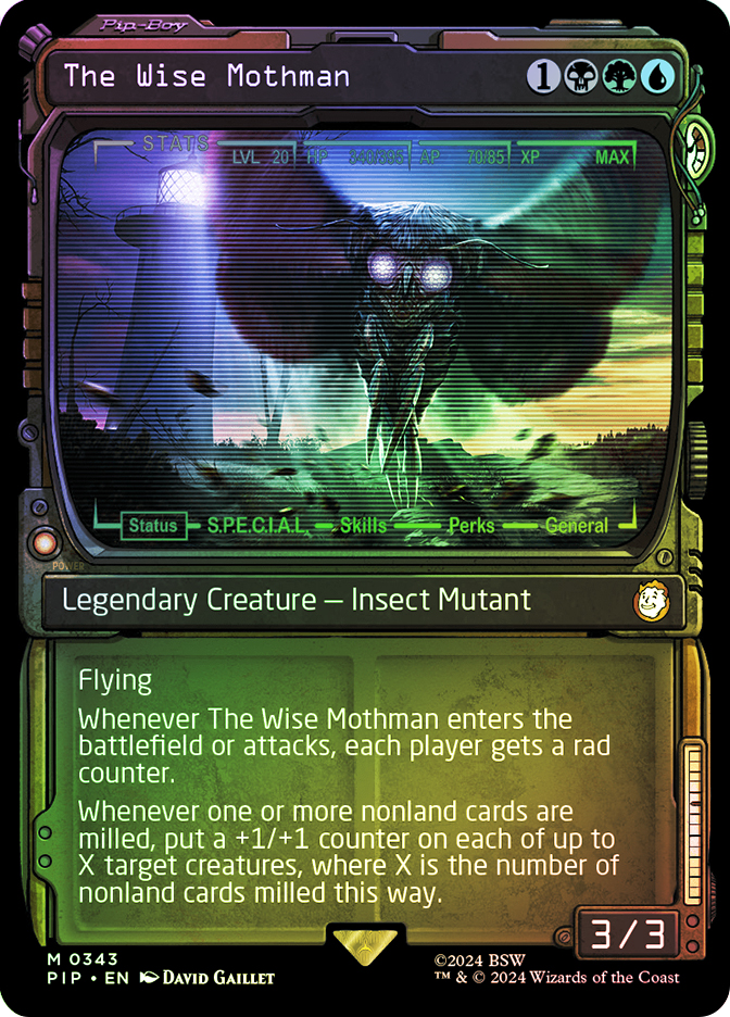 the wise mothman mtg card Elite Commander Mill/Pump Deck - - Sultai Green Blue Black - EDH cEDH - 100 - Custom Deck put a +1/+1 counter on each of up to X target creatures The Wise Mothman | Fallout