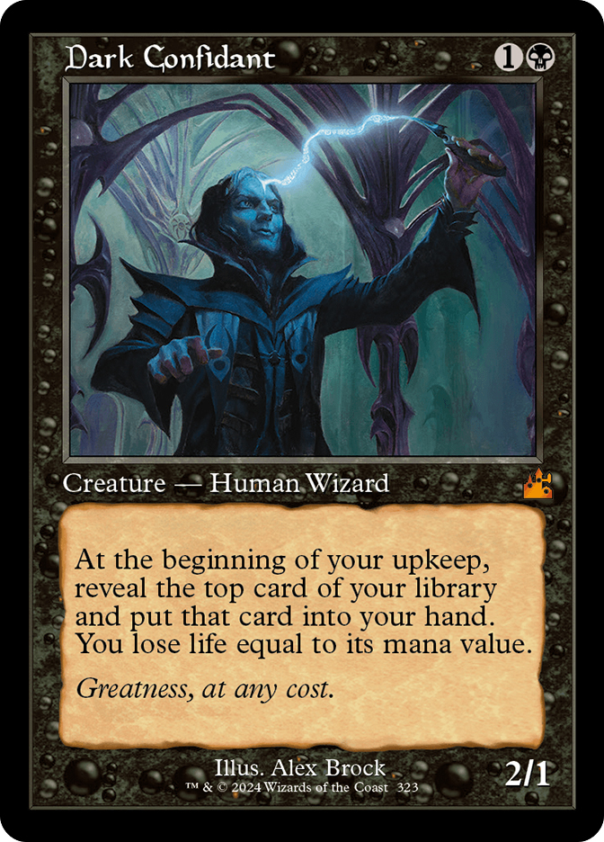 mtg cards like dark confidant Magic the Gathering Ravnica Remastered Mythic Rare Dark Confidant #323 [Retro Frame]