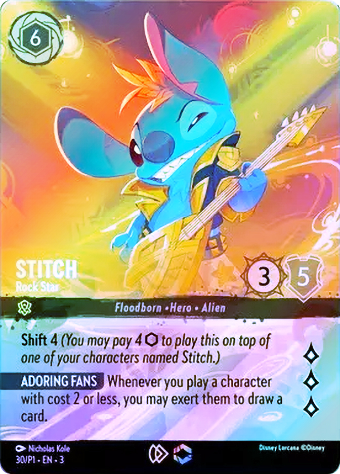 PRスティッチ-ロックスター 001-P1-002 Stitch - Rock Star Lorcana Card | Disney Lorcana
