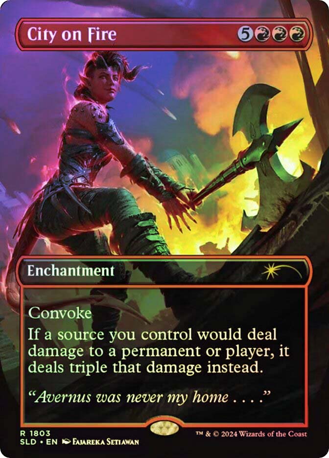 city on fire mtg card Cidade Incendiada - March of the Machine #135 (Portugus) it deals triple that damage instead. City on Fire | Magic: