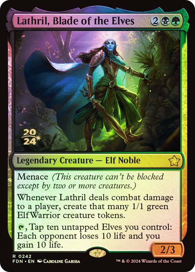 マジック：ザ・ギャザリング Lathril, Blade of the Elves Mana foil NM Lathril, Blade of the Elves (Prerelease) (Foundations