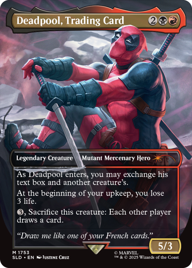 MTG Deadpool, Trading Card【Foil】英英英 Deadpool, Trading Card (Marvel) (Secret Lair) (Borderless