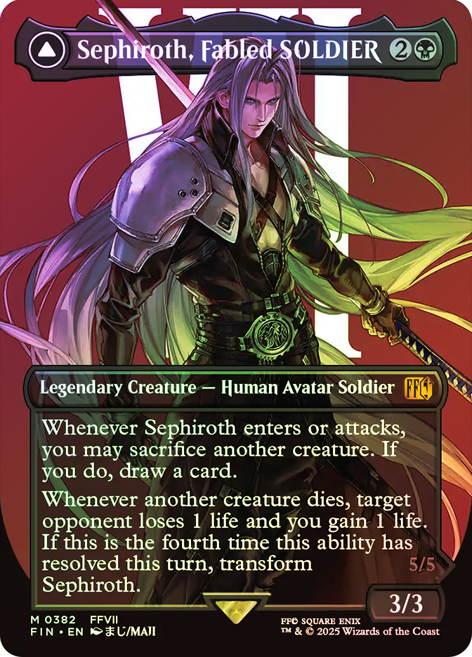 マジック：ザ・ギャザリング Sephiroth, Fabled SOLDIER Foil Sephiroth Fabled SOLDIER No.382 [FOIL] Japanese Borderless