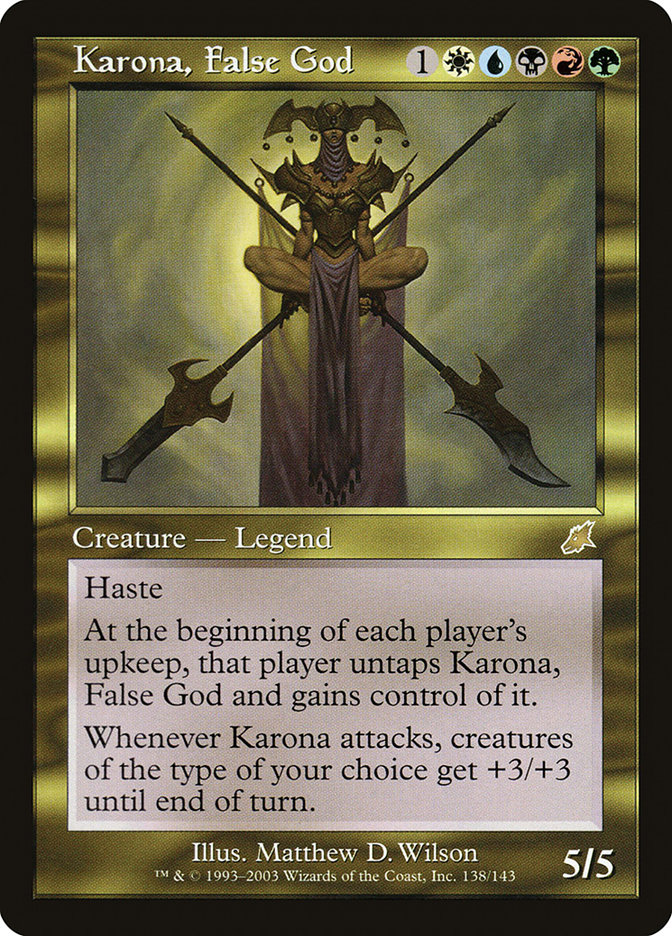 mtg corona card Magic The Gathering - de llamas Karona, False God | Scourge
