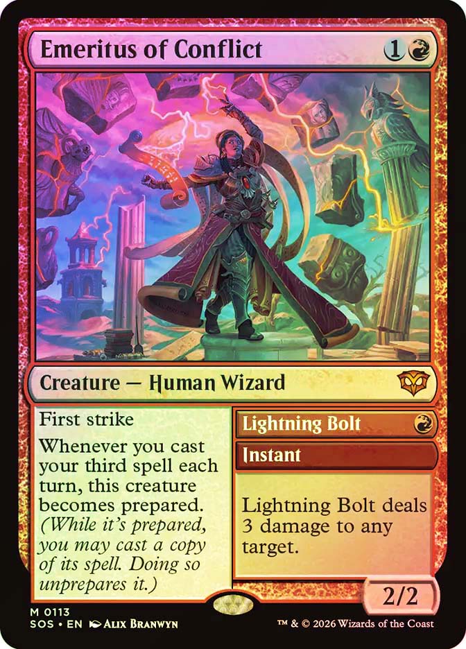 Emeritus of Conflict // Lightning Bolt | Secrets of Strixhaven
