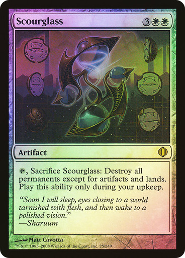 mtg card that destroys all permanents Scourglass | Shards of Alara and all other Auras attached to attacking creatures your opponents control. Why did my 