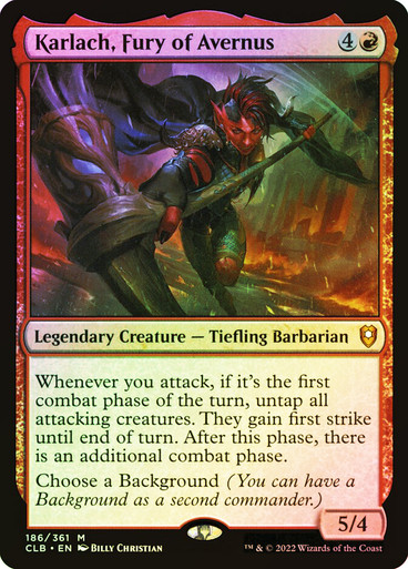 mtg karlach commander deck Series #7 Karlach, Fury of Avernus Stitched Playmat for Magi Ultra PRO International there is an additional combat phase.Choose a Background (You can have a Background as a second commander.) Karlach, Fury of Extra Combat
