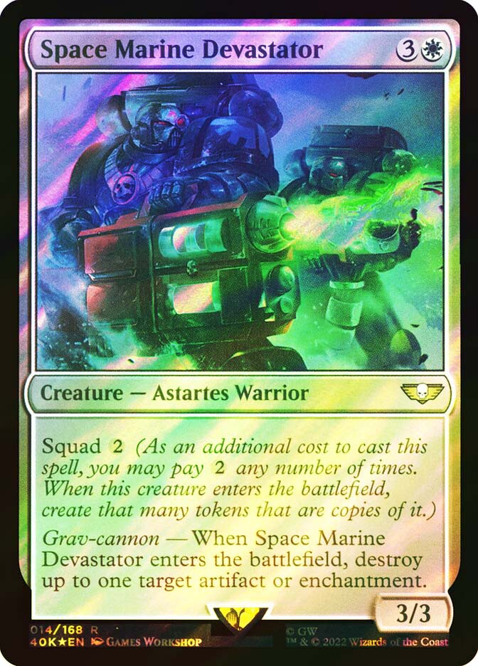 MTG SURGE FOIL Space Marine Devastator - Warhammer 40,000 Commander #014
