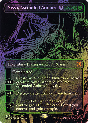 Nissa, Ascended Animist (#362) (Borderless) (Oil Slick Foil) | Phyrexia:  All Will Be One - Alternate Foil | Star City Games