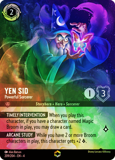 yen sid lorcana card - Powerful Sorcerer (Enchanted) Legendary Cost Ink Yen Sid - Powerful Sorcerer