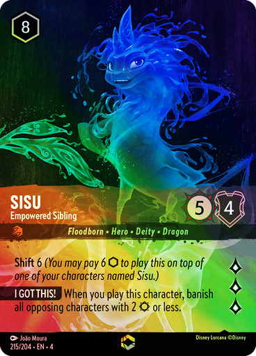 sisu lorcana card Disney : Rise of the Floodborn Sleeves (Sisu) 4 Character Version Lorcana Sisu Enchanted PSA 10!