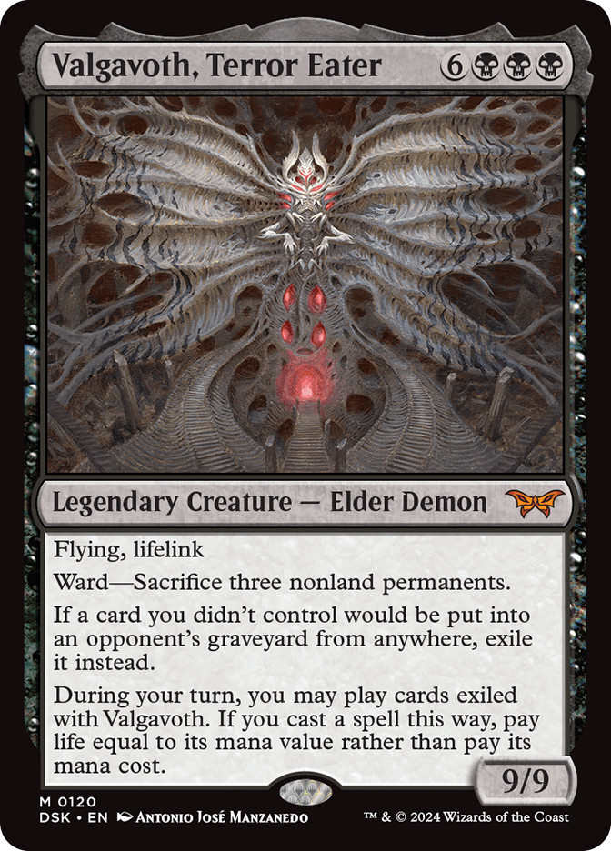 Magic the Gathering Duskmourn: House of Horror Mythic Rare Valgavoth, Terror Eater #120