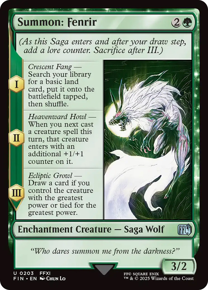 ff11 mtg cards MTG Summon: Fenrir - FINAL FANTASY #203