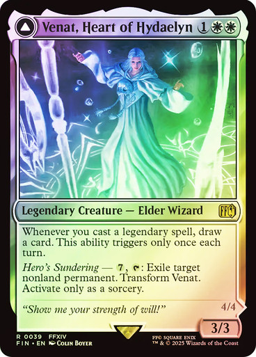 hydaelyn mtg card Venat, Heart of // Hydaelyn, the Mothercrystal [329] [Borderless] [FINAL FANTASY] [Foil] – Face to Face Games Transform Venat Mono White Indestructible Legendaries, Any